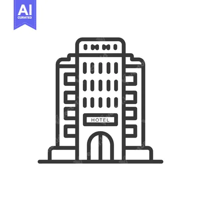Minimalist Hotel Icon: Modern Building Design with Rounded Arches