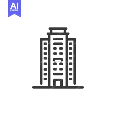 Aset premium populer: Minimalist Building Icon: Modern Architecture Outline with Clean Desig