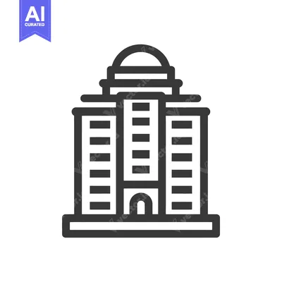 Aset premium populer: Minimalist Building Icon with Dome and Arched Entrance, Dark Gray Outl