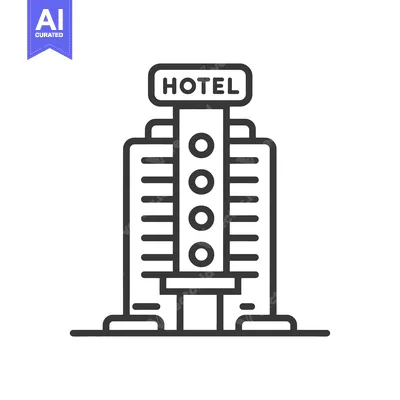 Aset premium populer: Minimalist Hotel Building Icon with Retro Design Elements