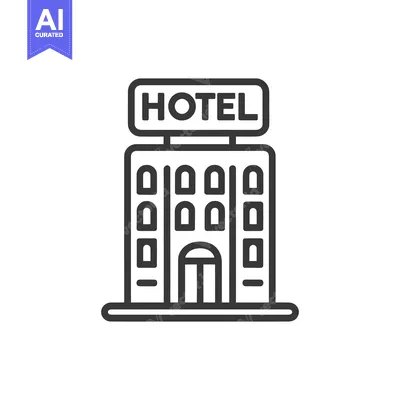 Aset desain premium: Minimalist Hotel Icon: Clean Line Art of Building Facade