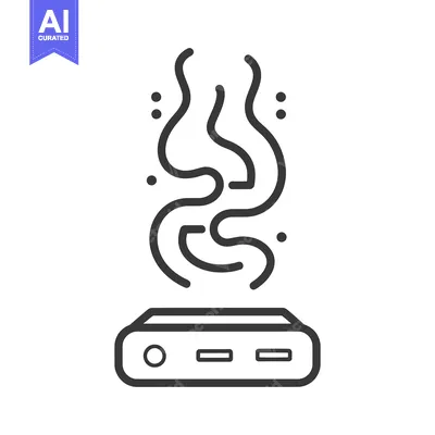 Aset premium populer: A simplified black and white electronic device emitting vapor