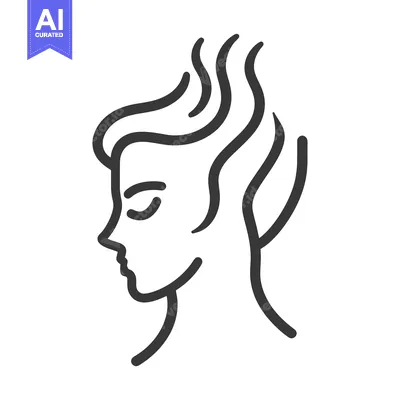 Premium design asset: A stylized line art portrait of a serene feminine face
