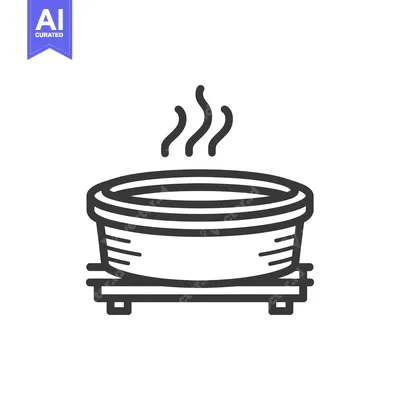 Aset desain premium: Minimalist Hot Tub Icon with Rising Steam on White Background