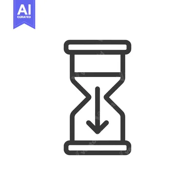 Aset desain premium: Hourglass Icon with Downward Arrow, Time Passing Symbol, Minimalist De