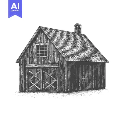 Aset desain premium: A Rustic Wooden Barn With A Chimney And Double Doors
