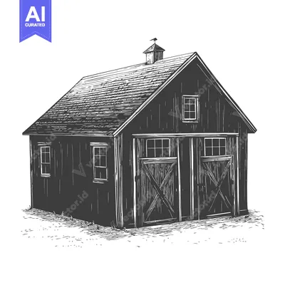 Aset desain premium: Rustic Wooden Barn Building With Gable Roof And Weathervane