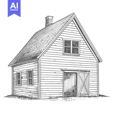Popular premium asset: A Rustic Wooden Farmhouse With A Gable Roof