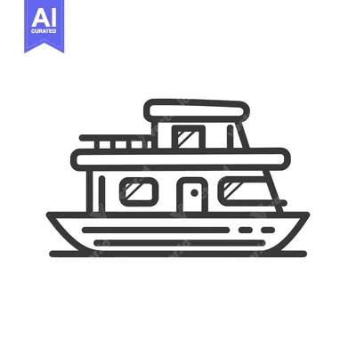 Premium design asset: Minimalist Motor Yacht Icon: Bold Outline, Clean Design, Maritime Vess