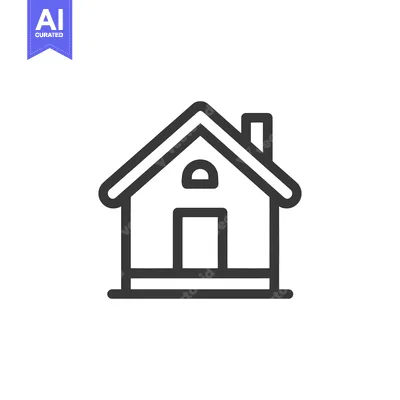 Aset desain premium: Minimalist House Icon with Chimney and Rounded Doorway