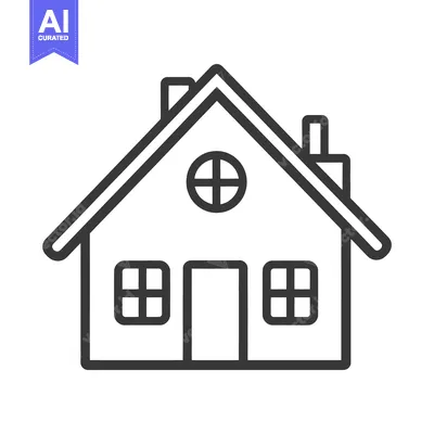 Aset desain premium: Simple outline drawing depicting a small traditional residential house