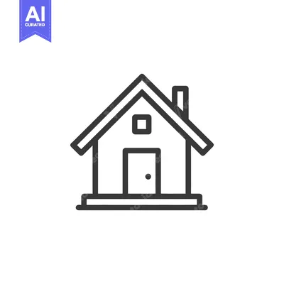Aset premium populer: Minimalist House Icon: Simple Line Art Depicting Home