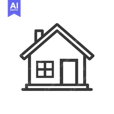 Aset premium populer: Simple House Icon with Chimney, Door, and Window in Black Outline