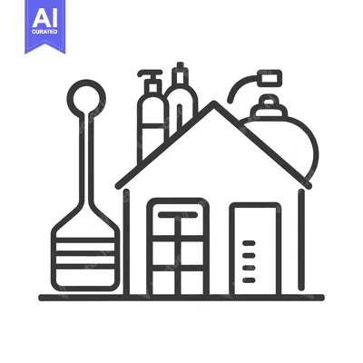 Aset desain premium: A cleaning supplies illustration depicts a home care icon