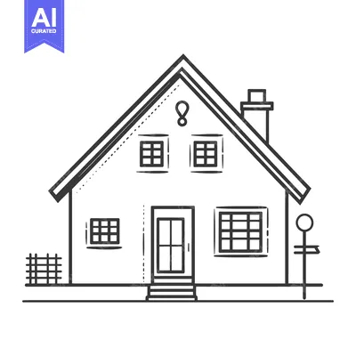 Popular premium asset: Simple illustration of a house with a pitched roof and chimney