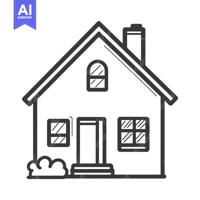 Aset desain premium: A simple black and white illustration of a residential house
