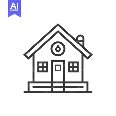 Aset premium populer: House with a water drop symbol above the door