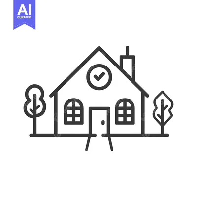 Premium design asset: House with Checkmark Icon and Trees