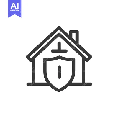 Aset premium populer: Secure Home Icon: Shielded House Symbolizing Protection and Safety
