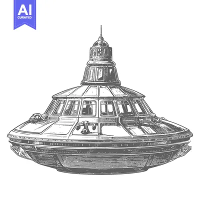 Aset premium populer: Retro Futuristic Flying Saucer Spacecraft Design