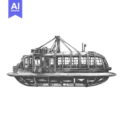 Premium design asset: Engraving of a Futuristic Aerial Passenger Vehicle