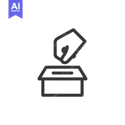 Hand Placing Ballot in Box Icon, Voting Symbol, Outline Style