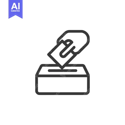 Aset desain premium: Simple Line Art: Hand Placing Ballot in Voting Box Icon