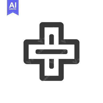 Aset premium populer: Bold Medical Cross Icon with Rounded Edges on White