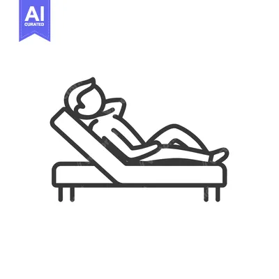 Aset premium populer: Minimalist Line Art: Man Relaxing on Chaise Lounge, Leisure Icon