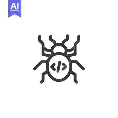 Aset desain premium: Coding Bug: Minimalist Icon of Software Error with HTML Symbol