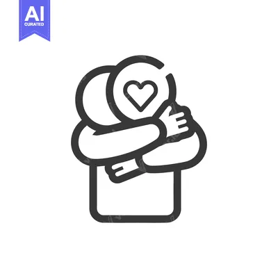 Aset desain premium: An illustration of two figures embracing with a loving heart symbol