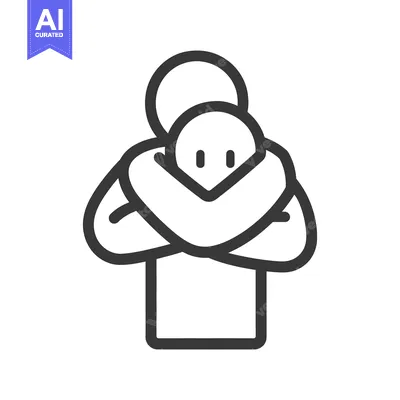Premium design asset: Simple minimalist illustration representing a comforting hug between t
