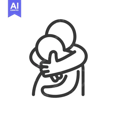 Aset desain premium: Two figures hugging and showing a sign of support and love
