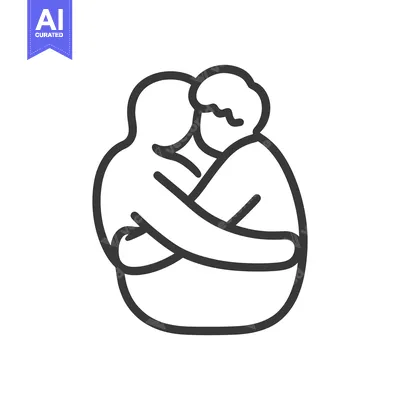 Premium design asset: Two people are embracing in a gentle and close hug