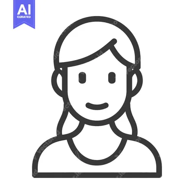 Popular premium asset: Simplified monochrome illustration depicts a woman smiling straightfor
