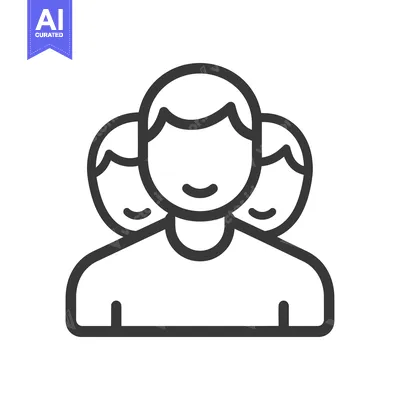 Aset desain premium: A simple illustration depicting a small group of smiling people