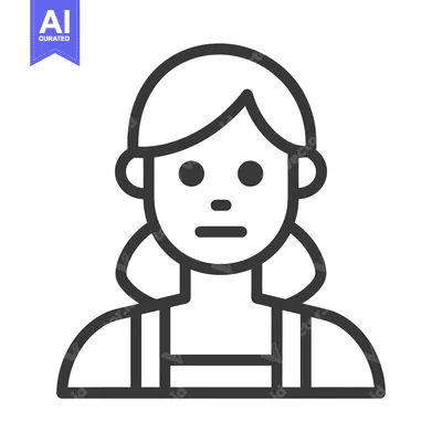 Aset desain premium: Simple illustrated portrait of a person facing forward