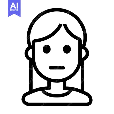 Premium design asset: Simplified black and white illustration of a woman facing forward