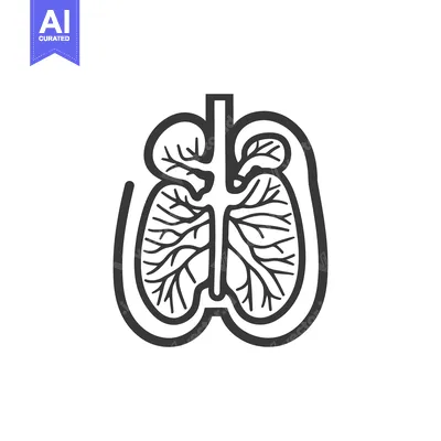 Aset desain premium: A stylized black and white illustration of human lungs and airways