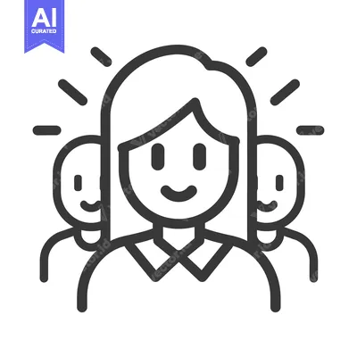 Aset desain premium: An illustrated group of smiling people with simple line art