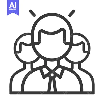 Premium design asset: Three people are shown as a team with the leader having an idea