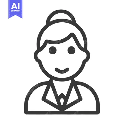 Aset desain premium: Simple illustration depicting a smiling woman with her hair up in a bu