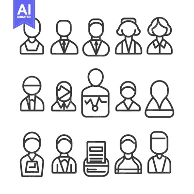 Aset desain premium: Several line art illustrations showing different types of professional
