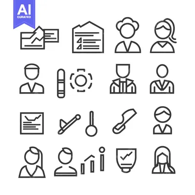 Premium design asset: Vectorized icons representing business people data and various other c