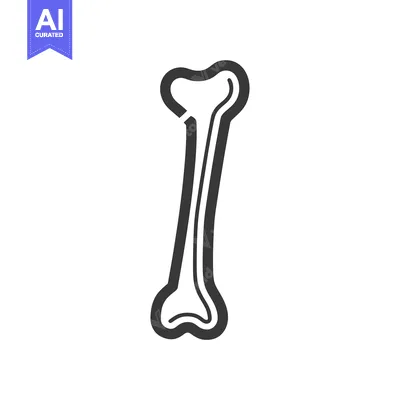 Premium design asset: Minimalist Bone Icon: Anatomical Symbol in Black and White Graphic Des