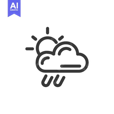 Aset premium populer: Weather Icon: Sun Behind Cloud with Rain, Minimalist Design