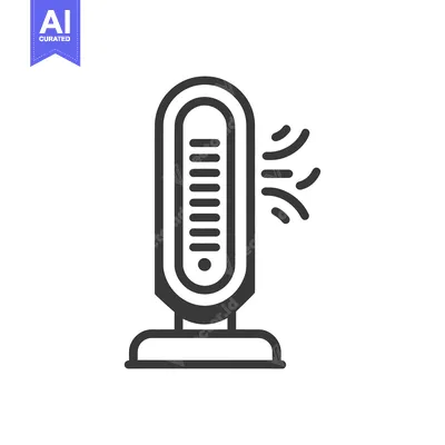Aset desain premium: Modern Tower Fan Icon with Airflow Symbol, Minimalist Design