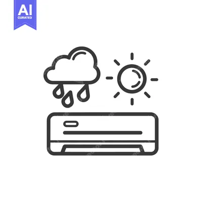 Premium design asset: Air Conditioner Icon with Sun and Rain: Climate Control Concept