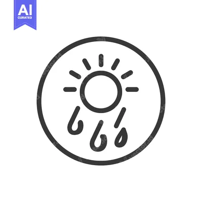 Weather Icon: Sun and Rain Showers in Circular Design