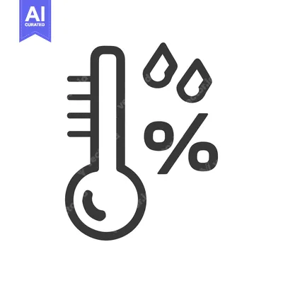 Humidity Thermometer Icon: Temperature and Moisture Level Indicator Sy